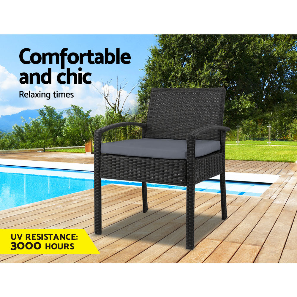 Gardeon Outdoor Dining Chairs Patio Furniture Rattan Lounge Chair Cushion Felix 7
