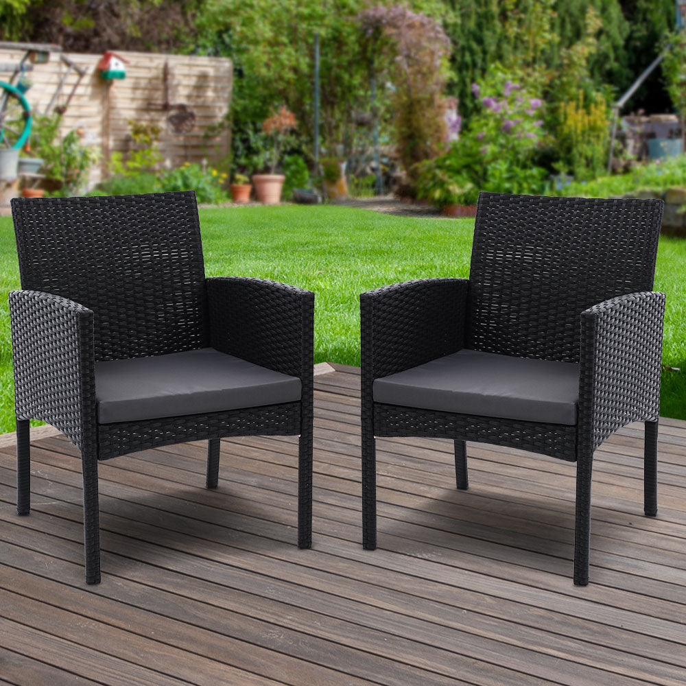 Gardeon 2PC Outdoor Dining Chairs Patio Furniture Rattan Lounge Chair XL Ezra 8