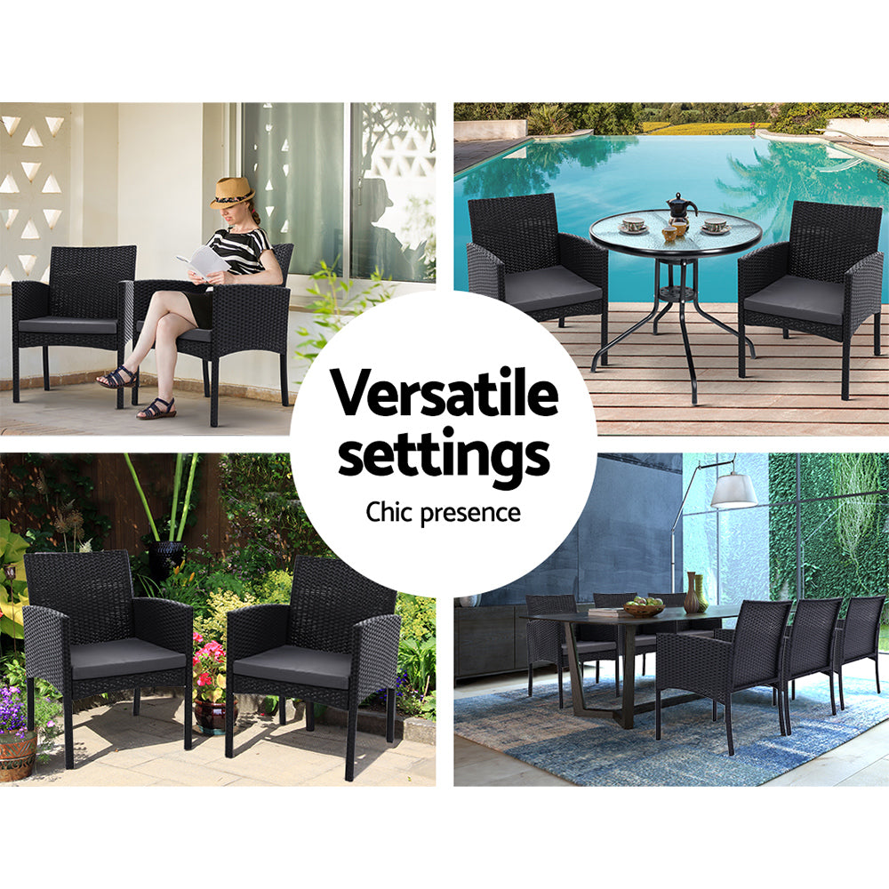 Gardeon 2PC Outdoor Dining Chairs Patio Furniture Rattan Lounge Chair XL Ezra 9