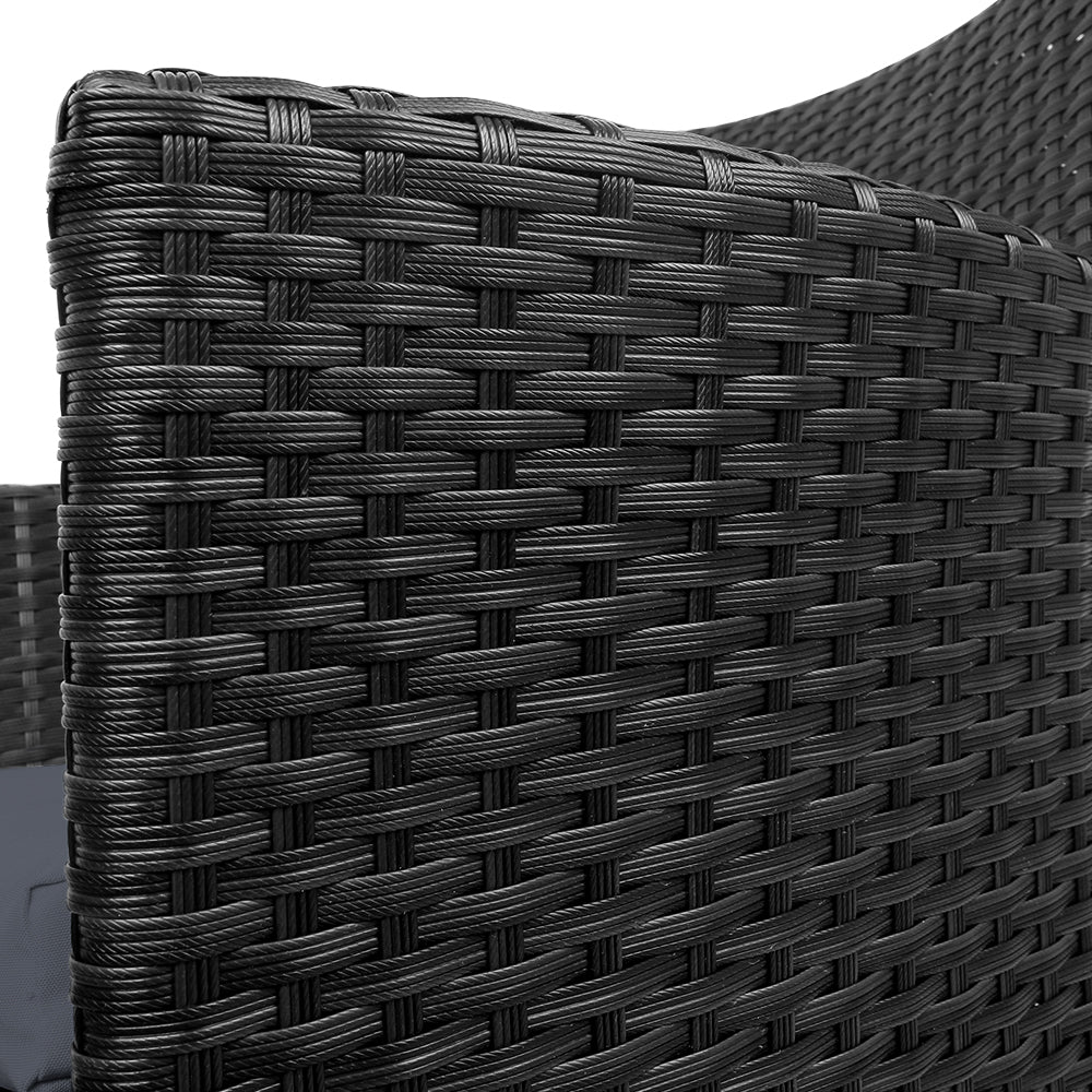 Gardeon 3PC Bistro Set Outdoor Furniture Rattan Table Chairs Cushion Patio Garden Idris 5