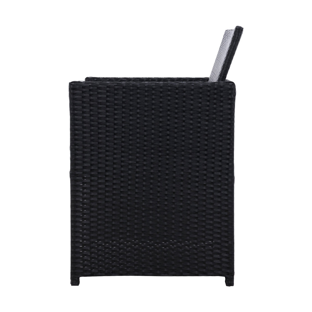 Gardeon 3PC Bistro Set Outdoor Furniture Rattan Table Chairs Cushion Patio Garden Hugo 4