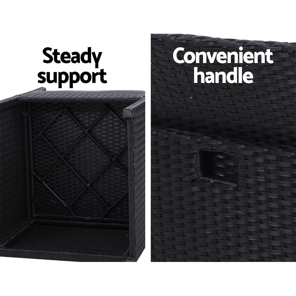 Gardeon 3PC Bistro Set Outdoor Furniture Rattan Table Chairs Cushion Patio Garden Hugo 6