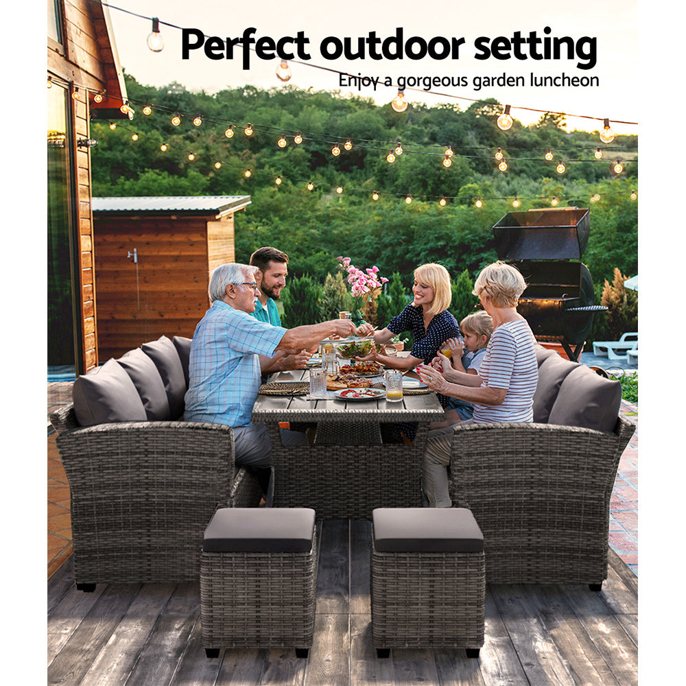 Gardeon Outdoor Dining Set Wicker Table Chairs Setting 8 Seater 4