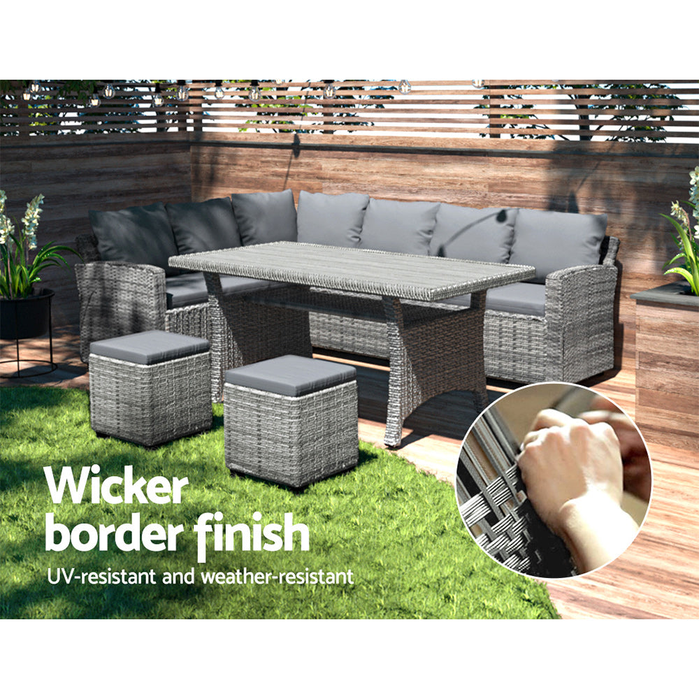 Gardeon Outdoor Dining Set Wicker Table Chairs Setting 8 Seater 6