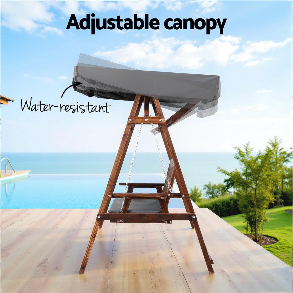 Gardeon Wooden Swing Chair Garden Bench Canopy 3 Seater Outdoor Furniture 5
