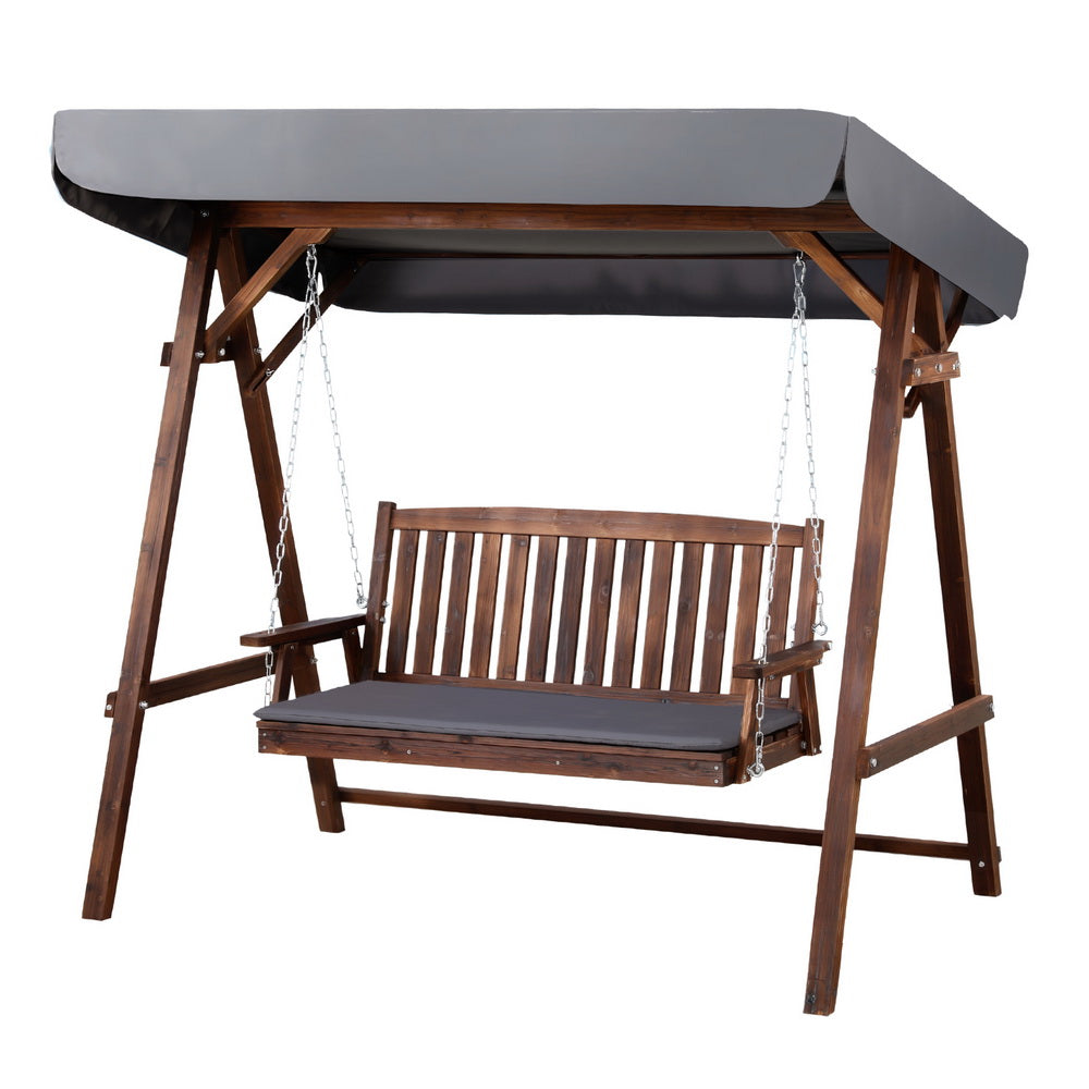 Gardeon Wooden Swing Chair Garden Bench Canopy 3 Seater Outdoor Furniture 8