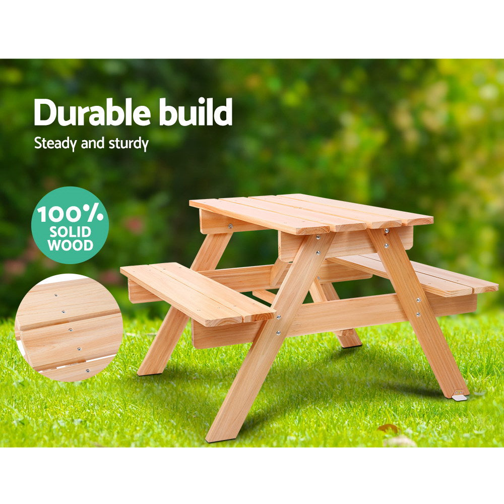 Keezi Kids Outdoor Table and Chairs Picnic Bench Set Children Wooden 3