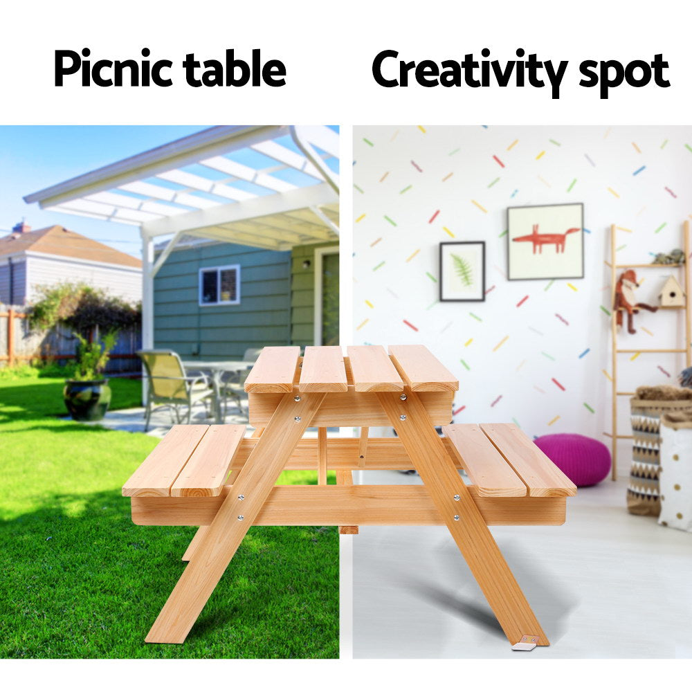 Keezi Kids Outdoor Table and Chairs Picnic Bench Set Children Wooden 4