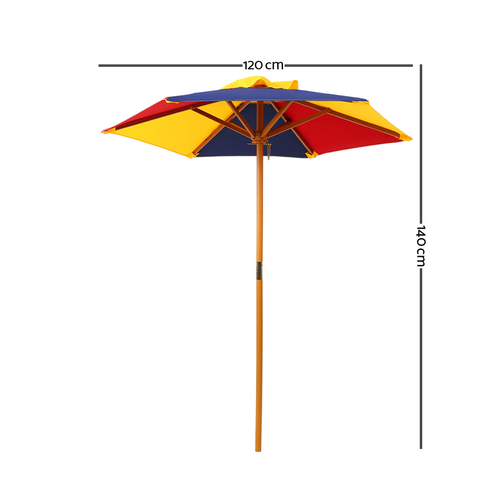 Keezi Kids Wooden Picnic Table Set with Umbrella 3