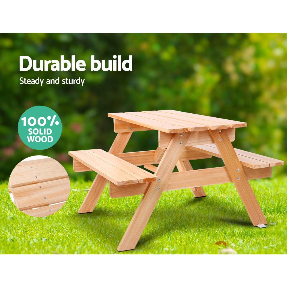 Keezi Kids Wooden Picnic Table Set with Umbrella 4
