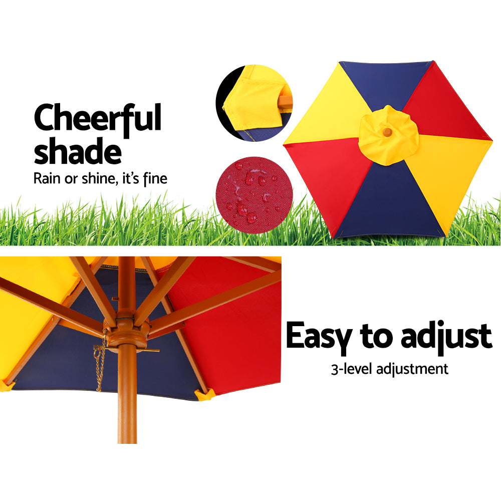 Keezi Kids Wooden Picnic Table Set with Umbrella 6