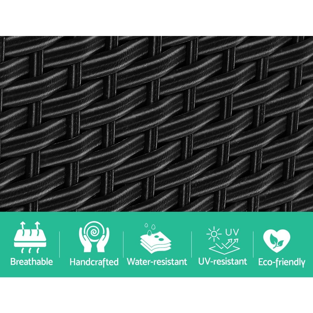 Gardeon Outdoor Setting Wicker Loveseat Birstro Set Patio Garden Furniture Black 5