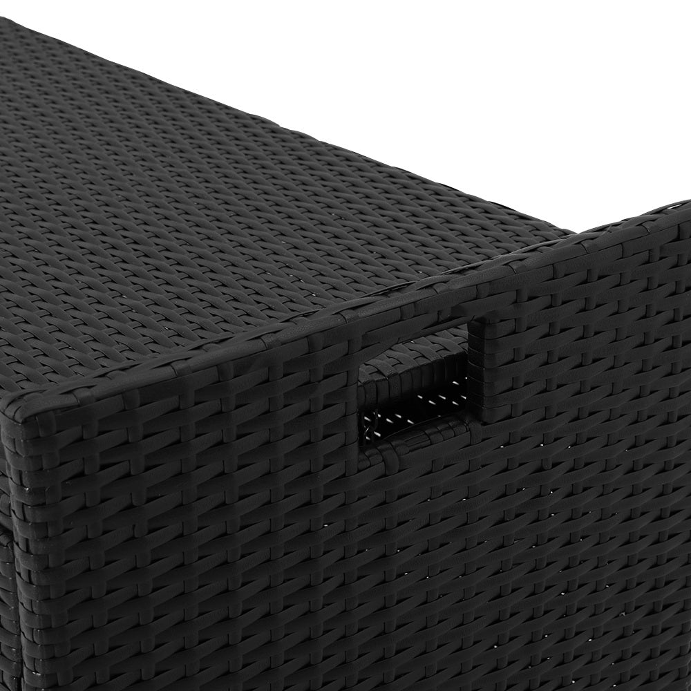 Gardeon Outdoor Storage Bench Box Wicker Garden Sheds Tools Cushion Patio Furniture Black 4