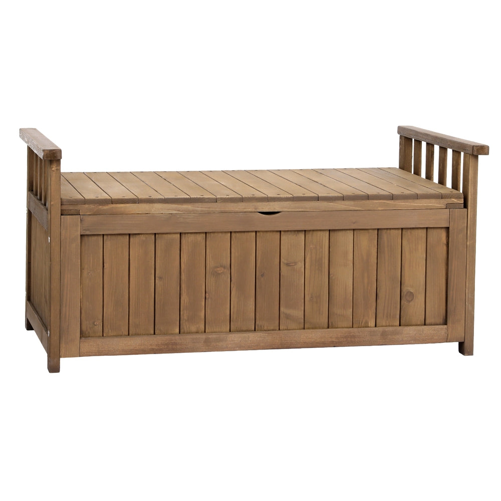 Gardeon Outdoor Storage Bench Box Wooden Garden Toy Tool Sheds Patio Furniture Brown 3