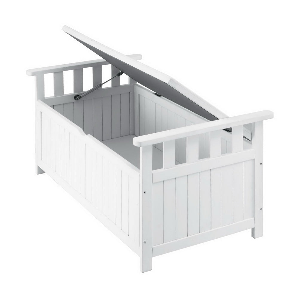 Gardeon Outdoor Storage Bench Box Wooden Garden Toy Tool Patio Furniture White 3