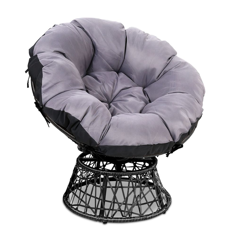 Gardeon Outdoor Chairs Outdoor Furniture Papasan Chair Wicker Patio Garden Black 8