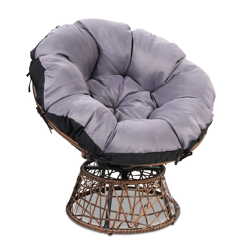 Gardeon Outdoor Chairs Outdoor Furniture Papasan Chair Wicker Patio Garden Brown 8