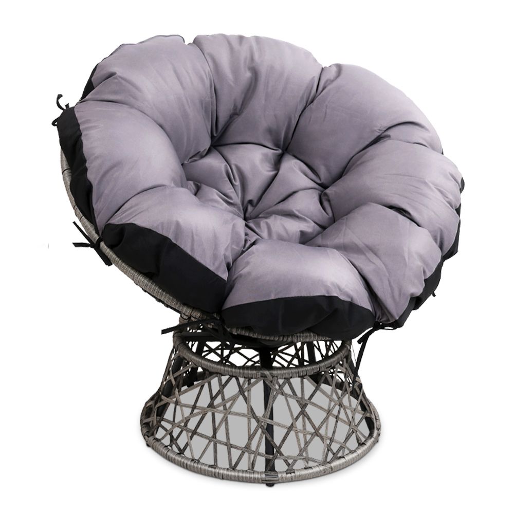Gardeon Outdoor Chairs Outdoor Furniture Papasan Chair Wicker Patio Garden Grey 8