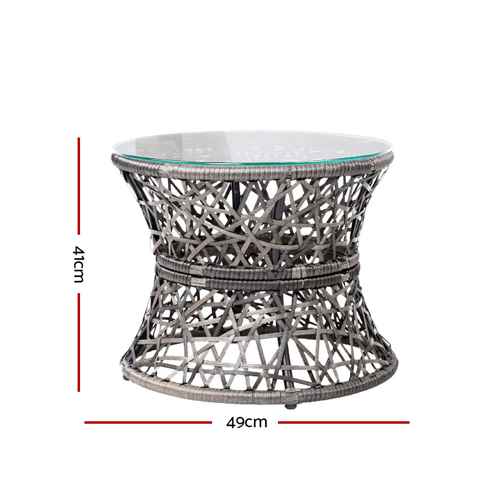 Gardeon Outdoor Lounge Setting Papasan Chair Wicker Table Garden Furniture Grey 3