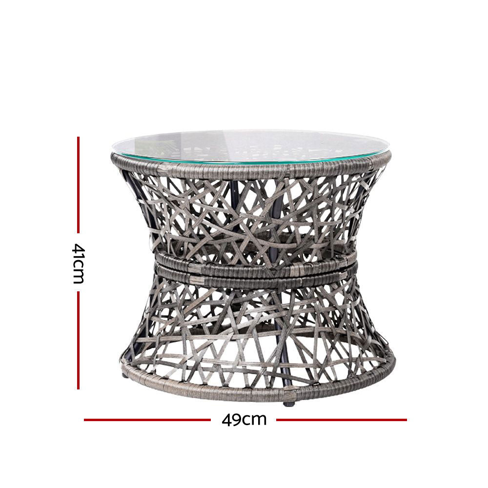 Gardeon Outdoor Lounge Setting Furniture Wicker Papasan Chairs Table Patio Grey 3