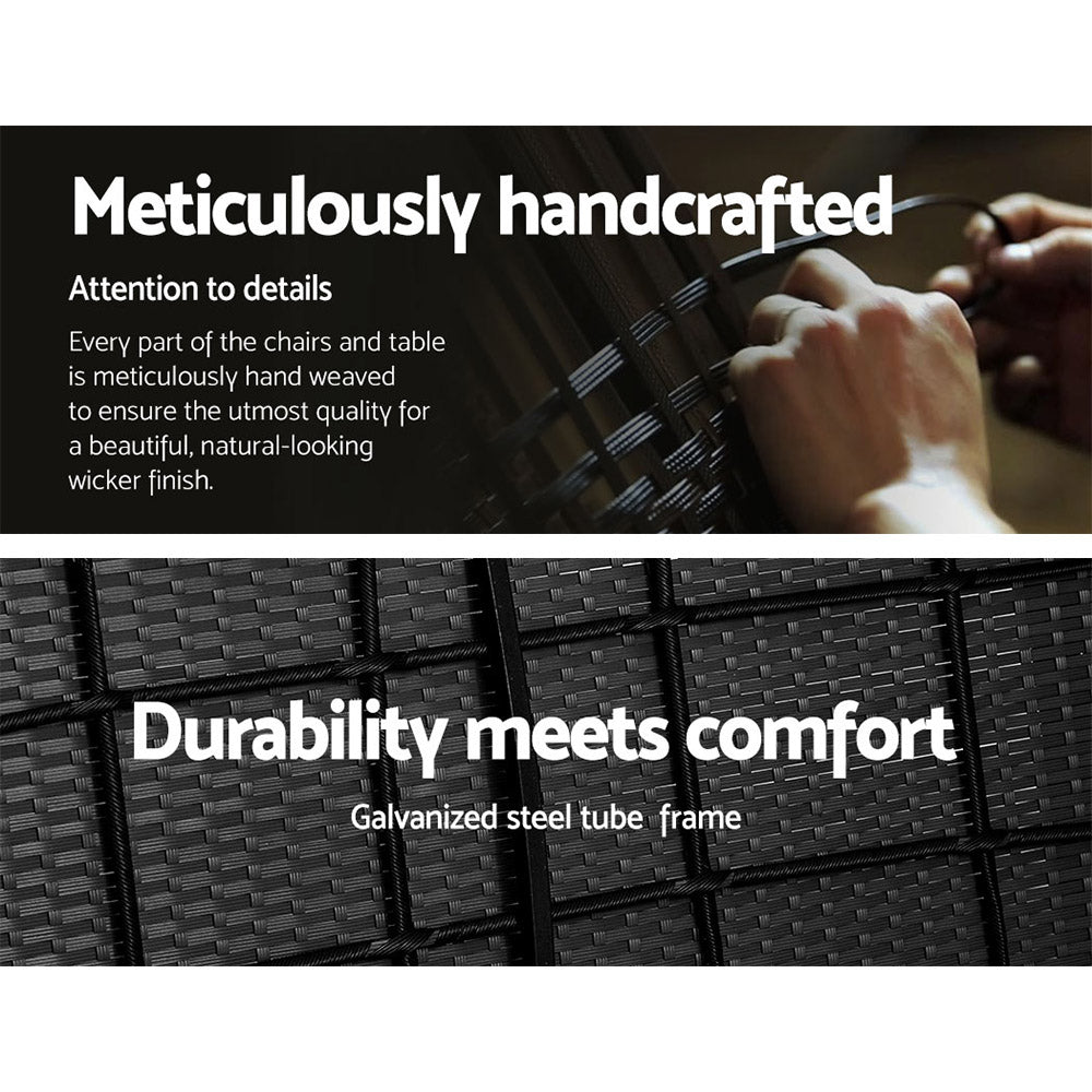 Gardeon 4 Seater Outdoor Sofa Set Wicker Setting Table Chair Furniture Black 4