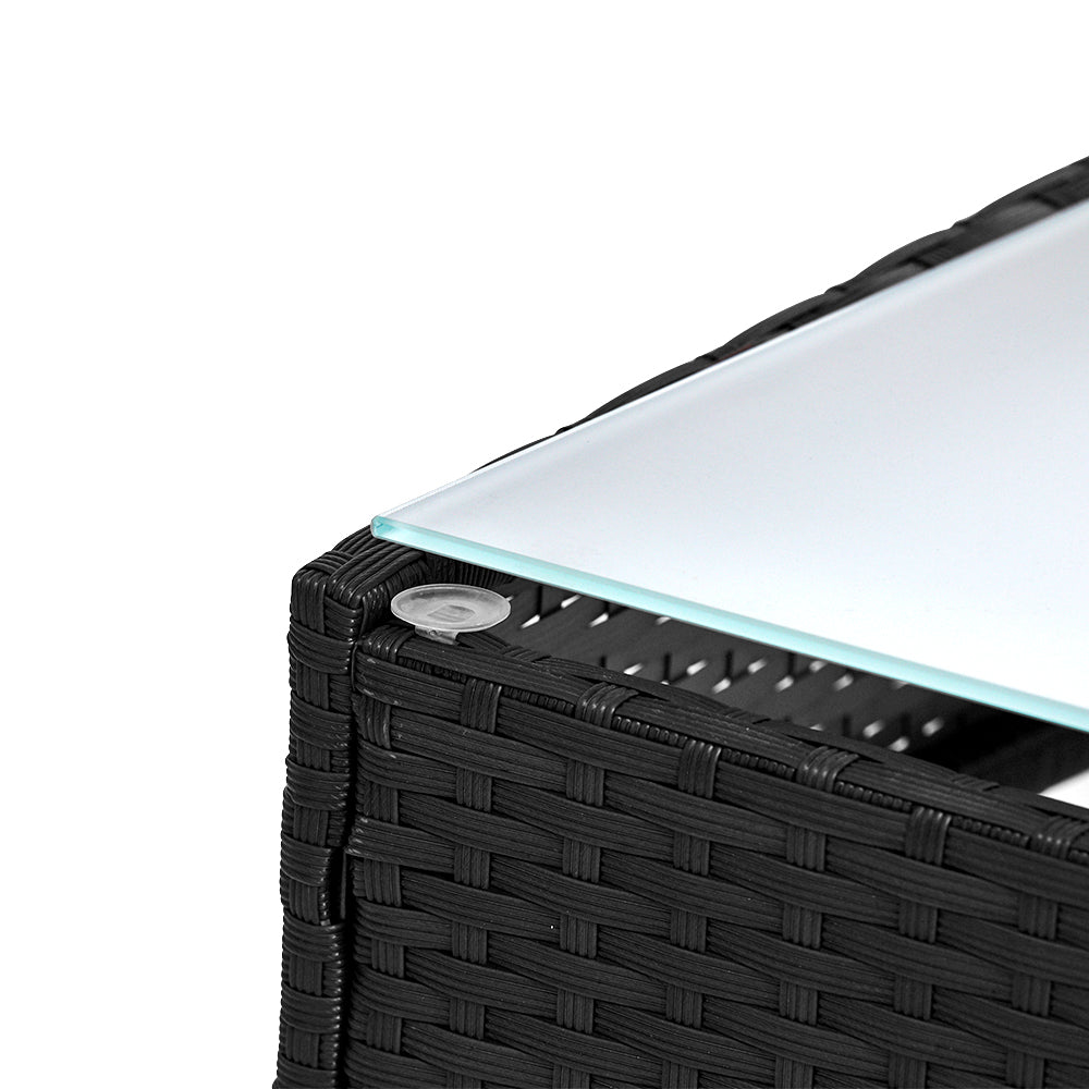 Gardeon 4 Seater Outdoor Sofa Set Wicker Setting Table Chair Furniture Black 7