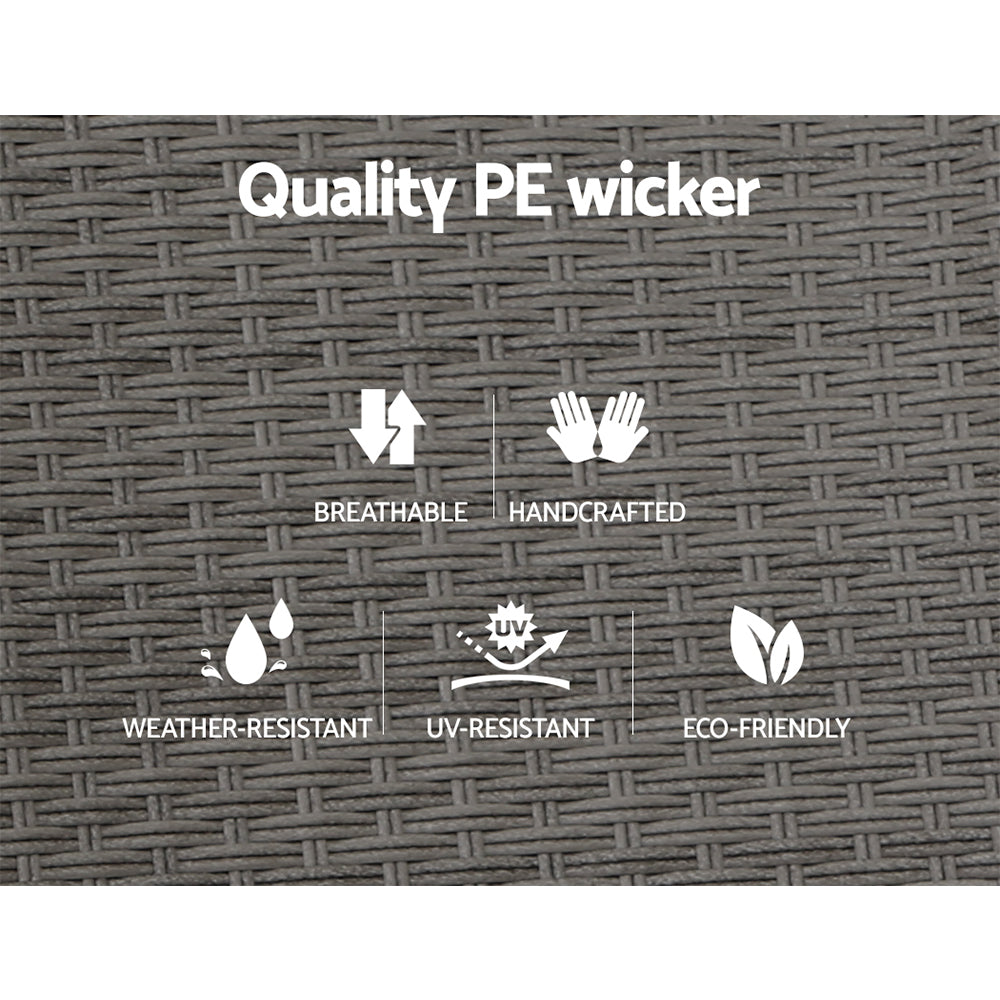 Gardeon Recliner Chair Sun lounge Wicker Lounger Outdoor Patio Furniture Adjustable Grey 5