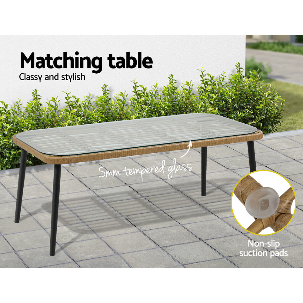 Gardeon 4-Piece Outdoor Sofa Set Rattan Lounge Setting Table Chairs 6