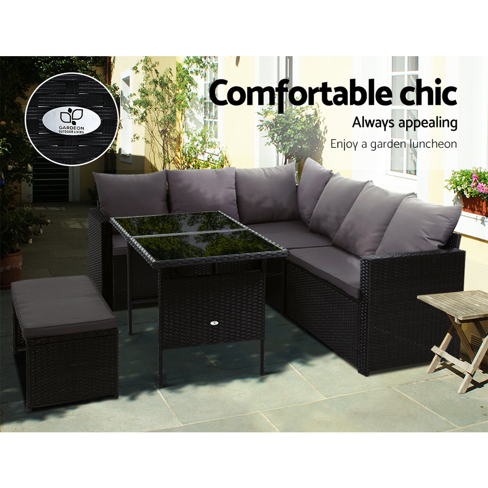 Gardeon Outdoor Furniture Dining Setting Sofa Set Lounge Wicker 8 Seater Black 3