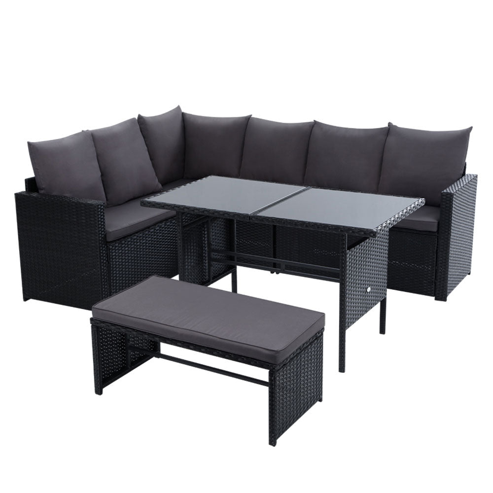 Gardeon Outdoor Furniture Dining Setting Sofa Set Lounge Wicker 8 Seater Black 7