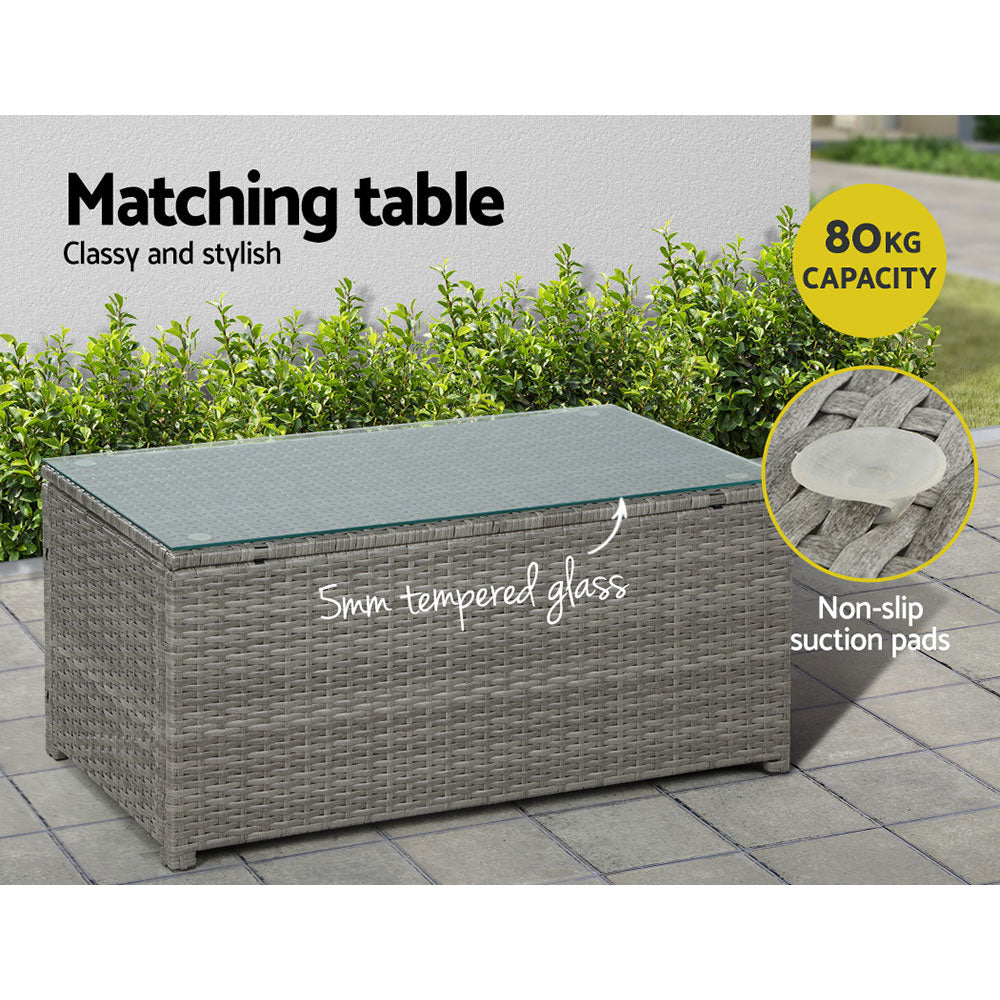 Gardeon 4-Piece Outdoor Sofa Set Wicker Couch Lounge Setting Grey 6