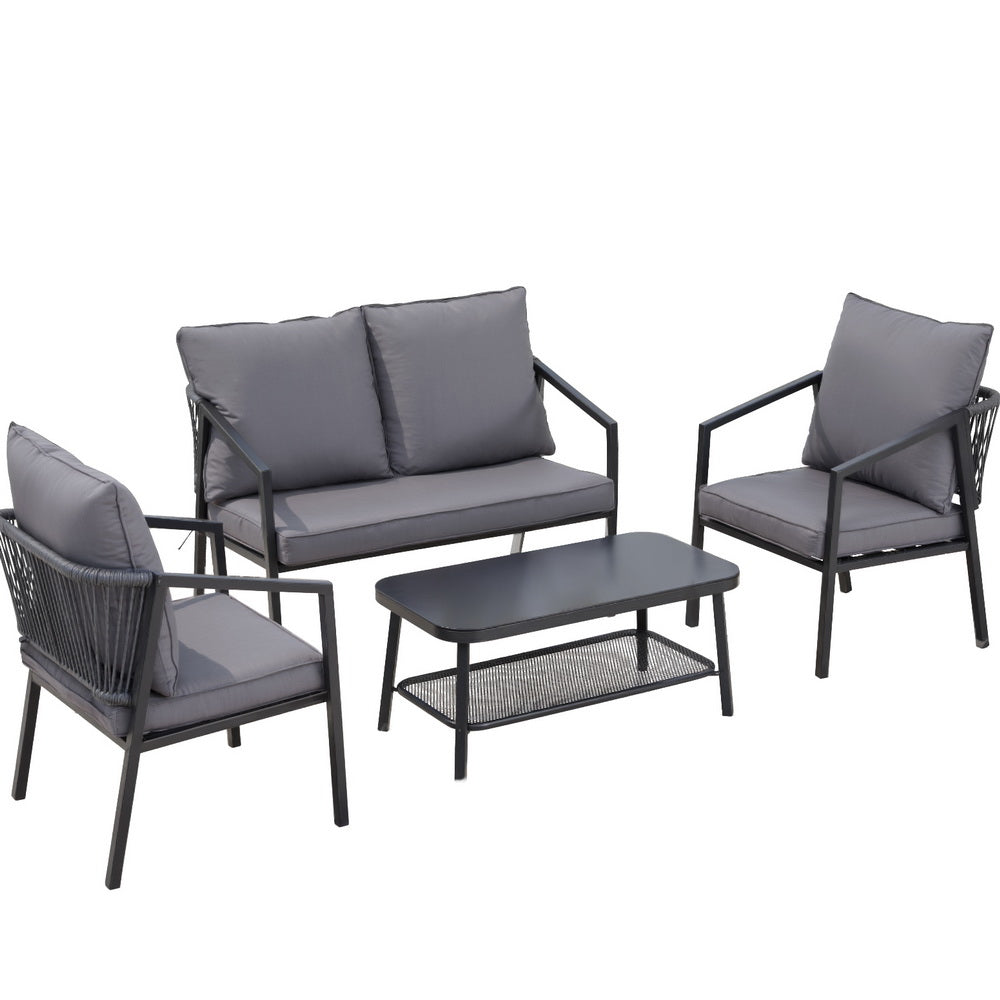 Gardeon 4 Seater Outdoor Sofa Set 4PCS Table Chair Setting Patio Furniture 7