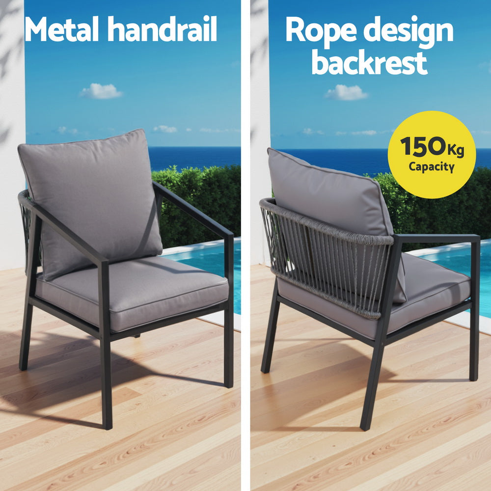 Gardeon 4 Seater Outdoor Sofa Set 4PCS Table Chair Setting Patio Furniture 5