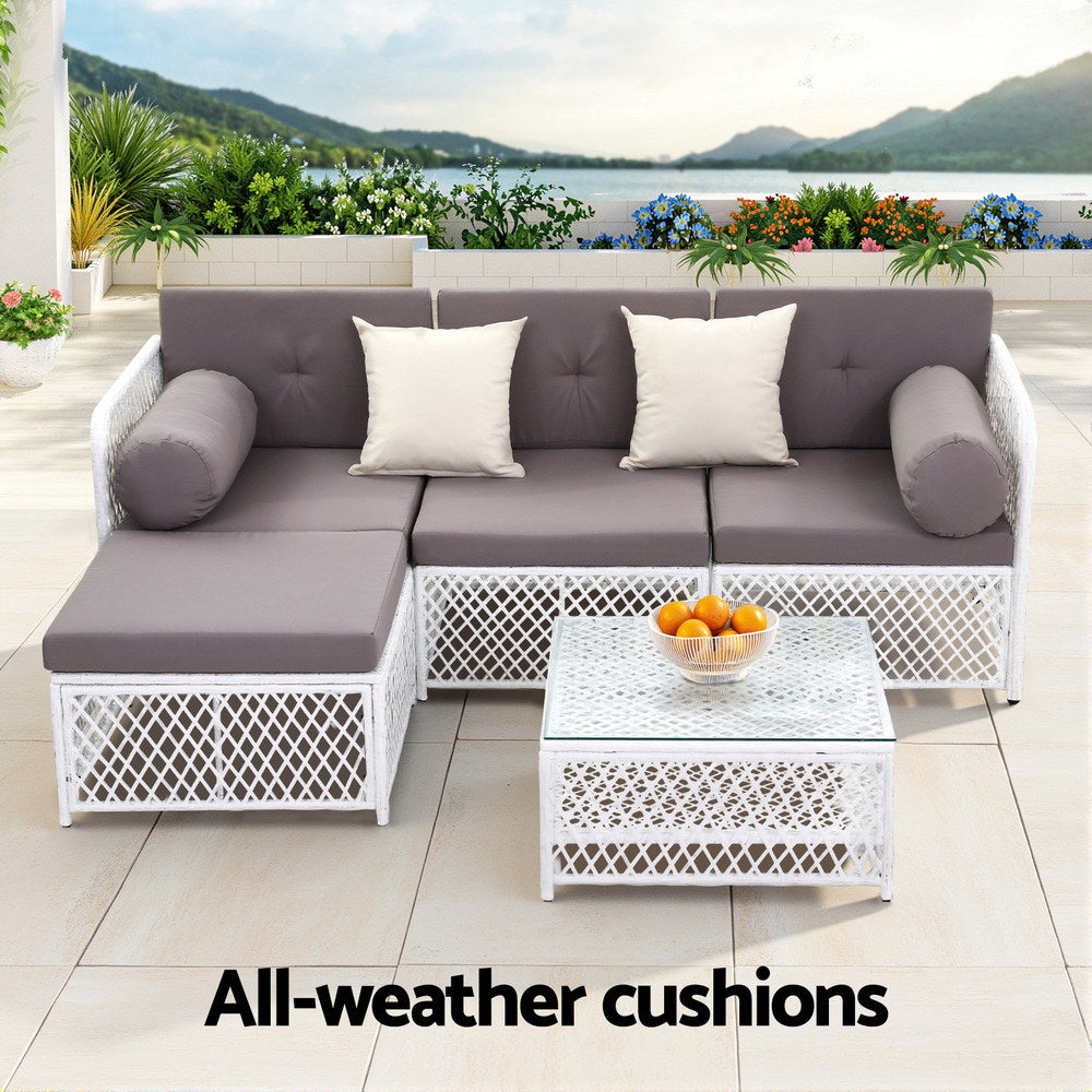 Gardeon 4 Seater Outdoor Sofa Set 5PCS Table Chair Set Garden Patio Furniture 4