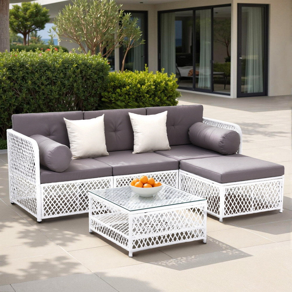Gardeon 4 Seater Outdoor Sofa Set 5PCS Table Chair Set Garden Patio Furniture 7