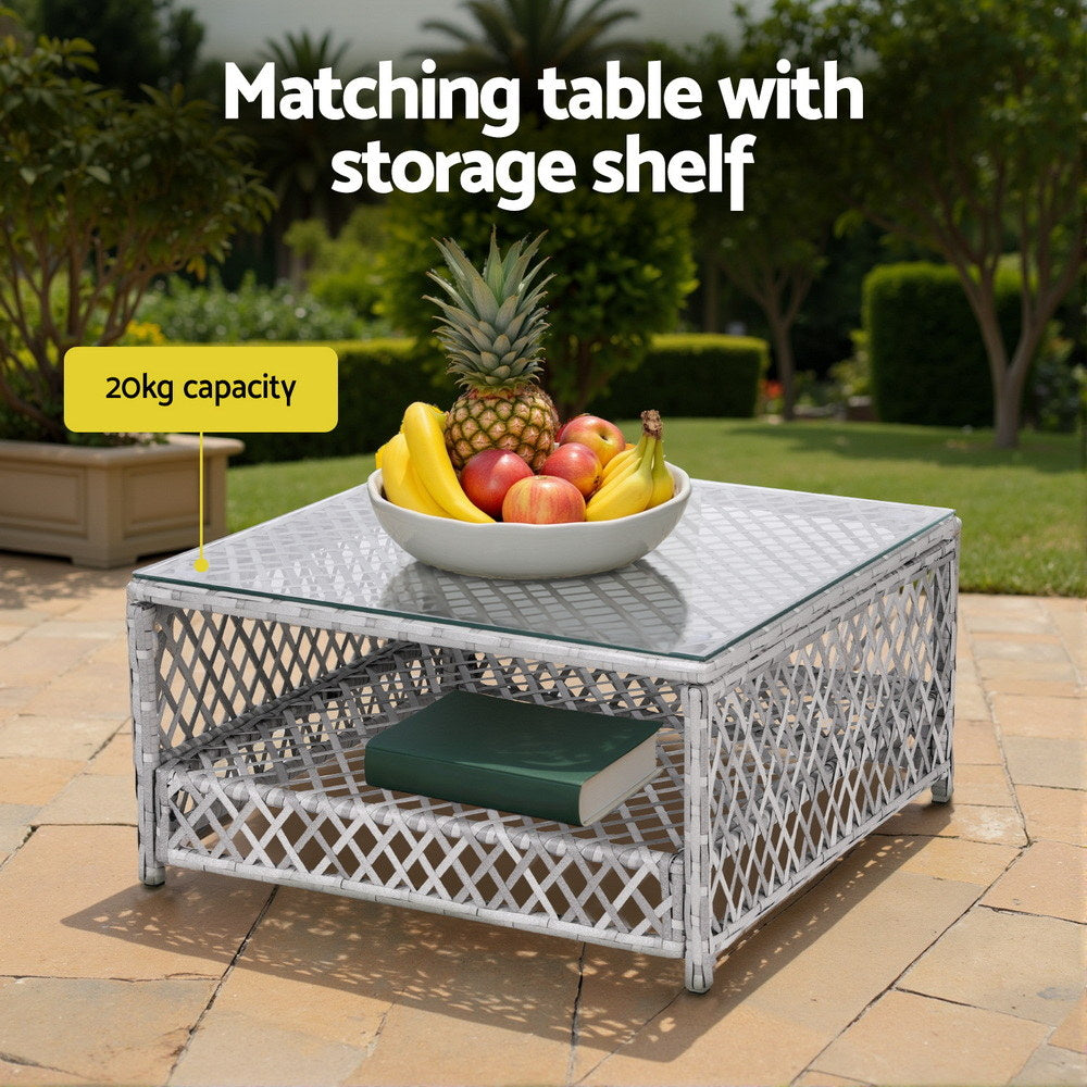 Gardeon 6 Seater Outdoor Sofa Set 7PCS Table Chair Set Garden Rattan Patio Furniture 6