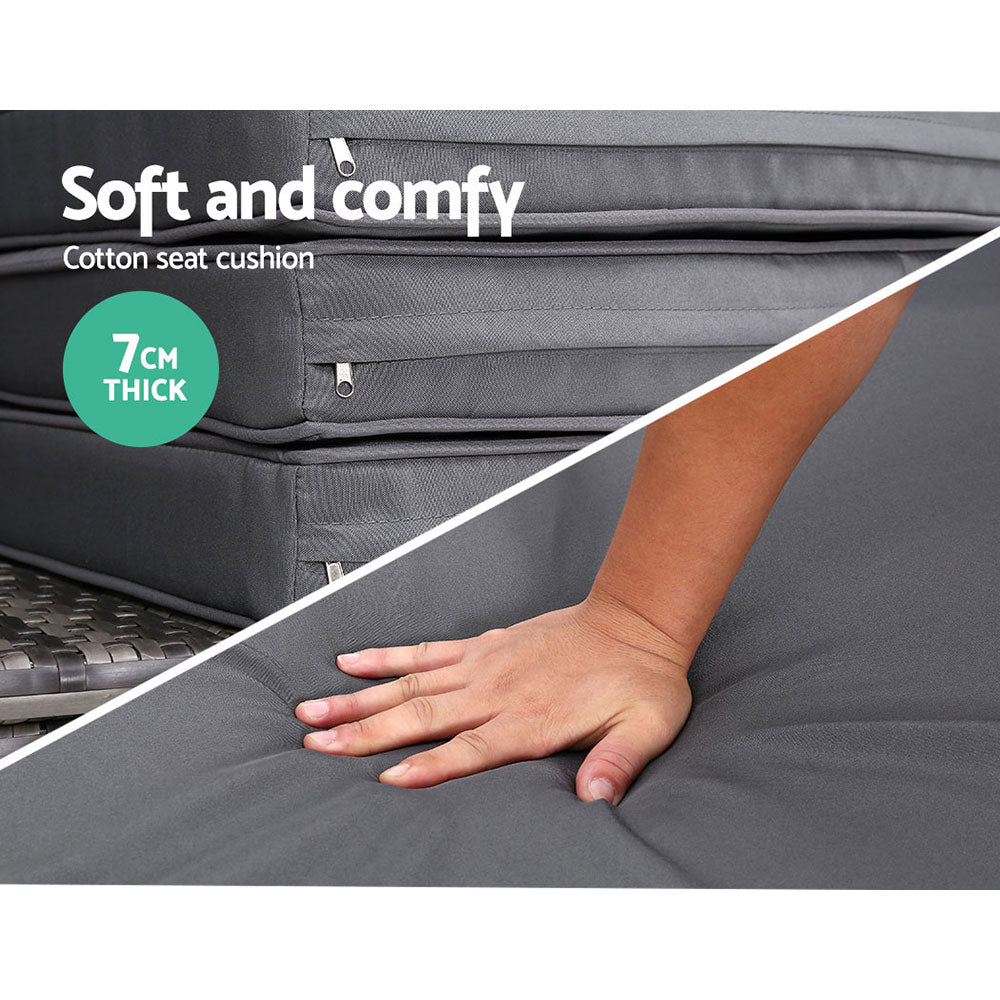 Gardeon Sun Lounge Setting Wicker Lounger Day Bed Outdoor Furniture Patio Grey 4