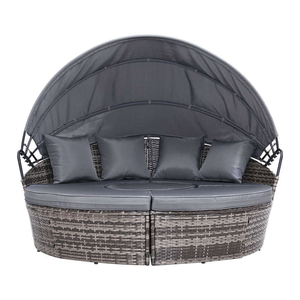 Gardeon Sun Lounge Setting Wicker Lounger Day Bed Patio Outdoor Furniture Grey 3