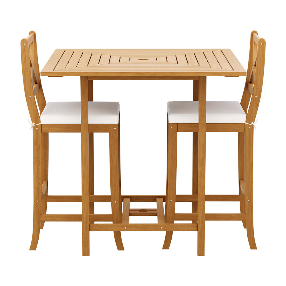 Gardeon 5-Piece Outdoor Bar Set Acacia Wood Bistro Patio Table Stools 3