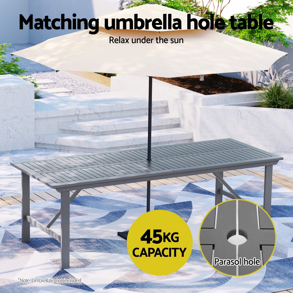 Gardeon Outdoor Dining Set 5 Piece Wooden Table Chairs Setting Grey 6