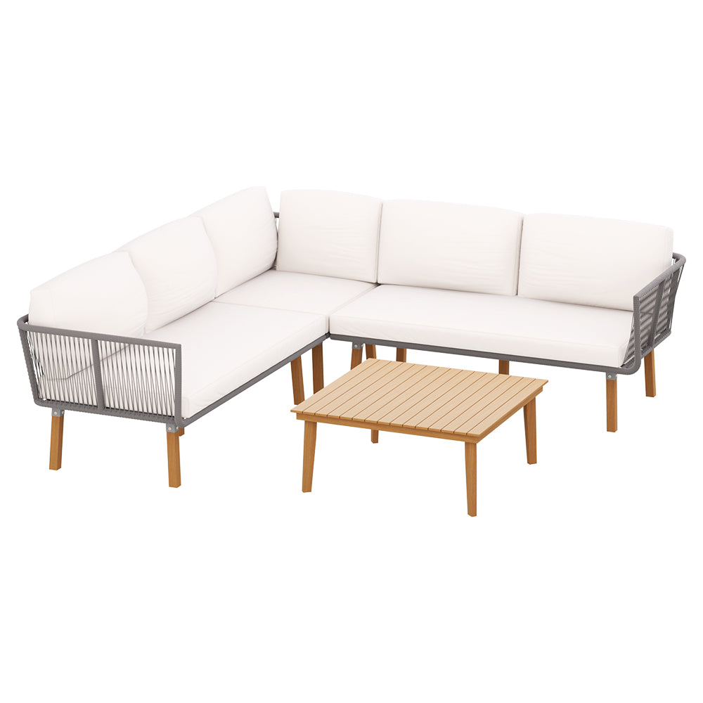 Gardeon 5-Seater Outdoor Sofa Set Wooden Lounge Setting Aluminum 5