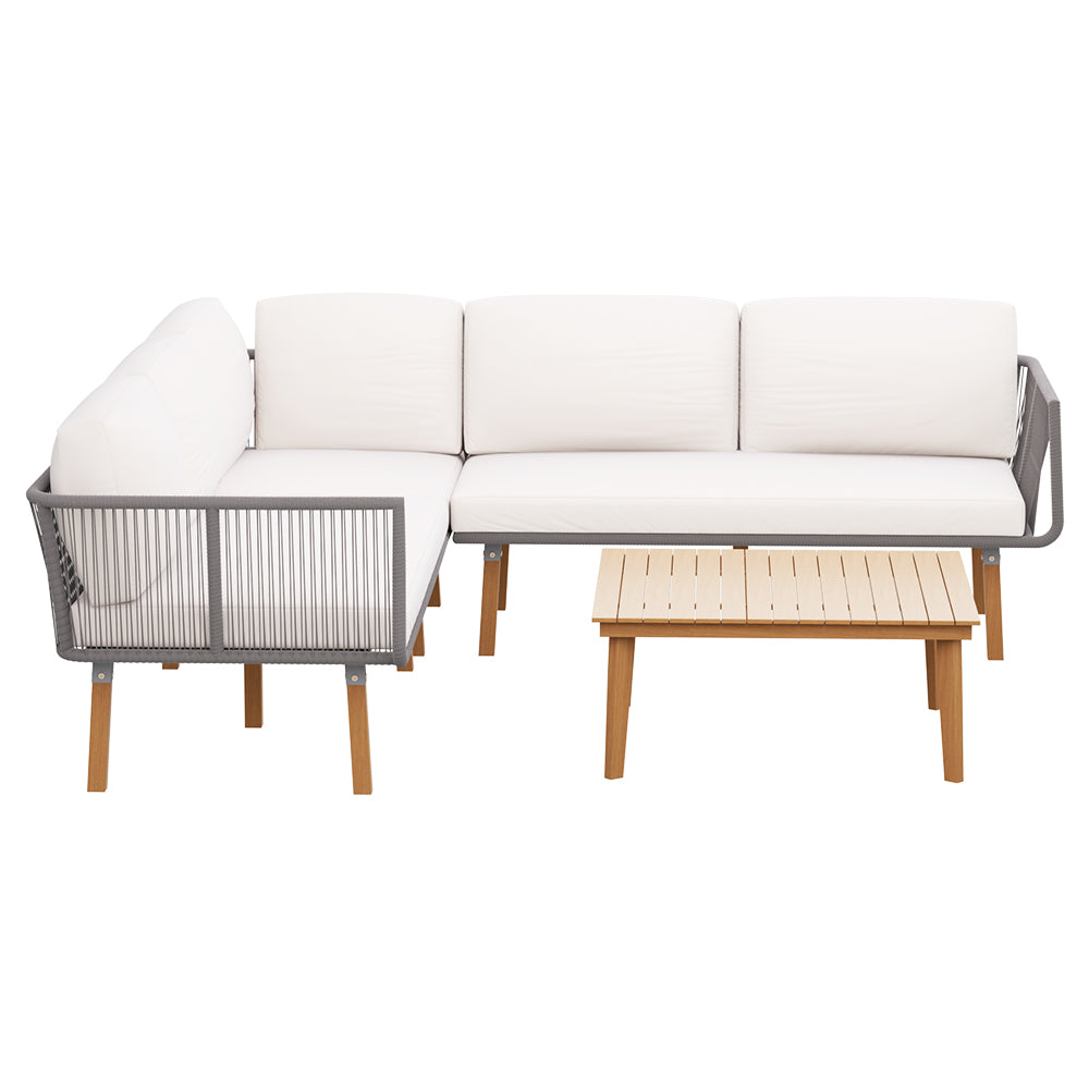 Gardeon 5-Seater Outdoor Sofa Set Wooden Lounge Setting Aluminum 3