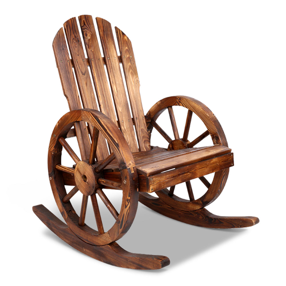 Gardeon Wagon Wheels Rocking Chair - Brown 7