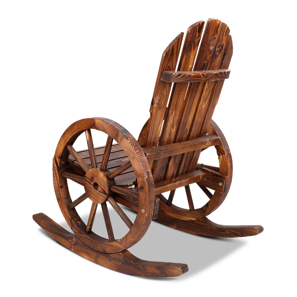 Gardeon Wagon Wheels Rocking Chair - Brown 5