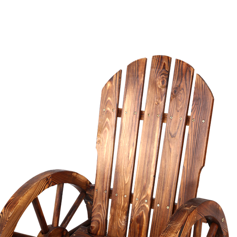 Gardeon Wagon Wheels Rocking Chair - Brown 6