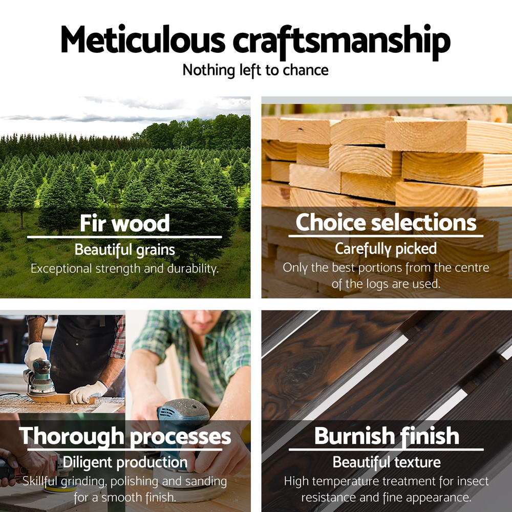 Gardeon Outdoor Garden Bench Wooden 2 Seater Wagon Chair Patio Furniture Brown 6