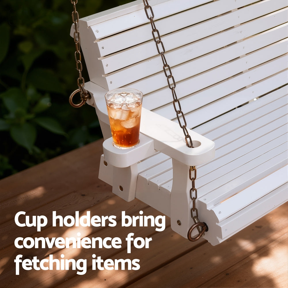 Gardeon Porch Outdoor Swing Chair With Cup Holder Wooden Furniture 2 Seater 5
