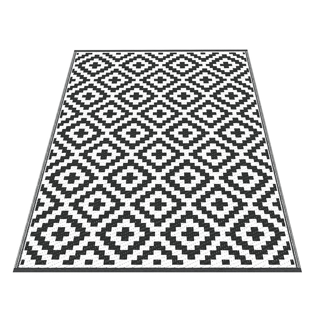 Gardeon Outdoor Rugs 120x180cm Large Carpet Reversible Area Mat PP Dual-Sided Patio Rug Cross