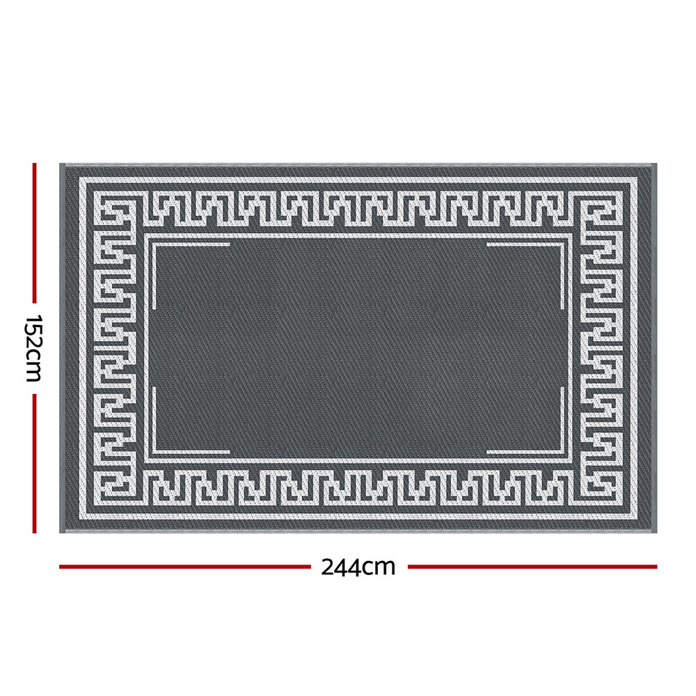 Gardeon Outdoor Rugs 152x244cm Large Carpet Reversible Area Mat PP Dual-Sided Patio Rug Greek Key 3