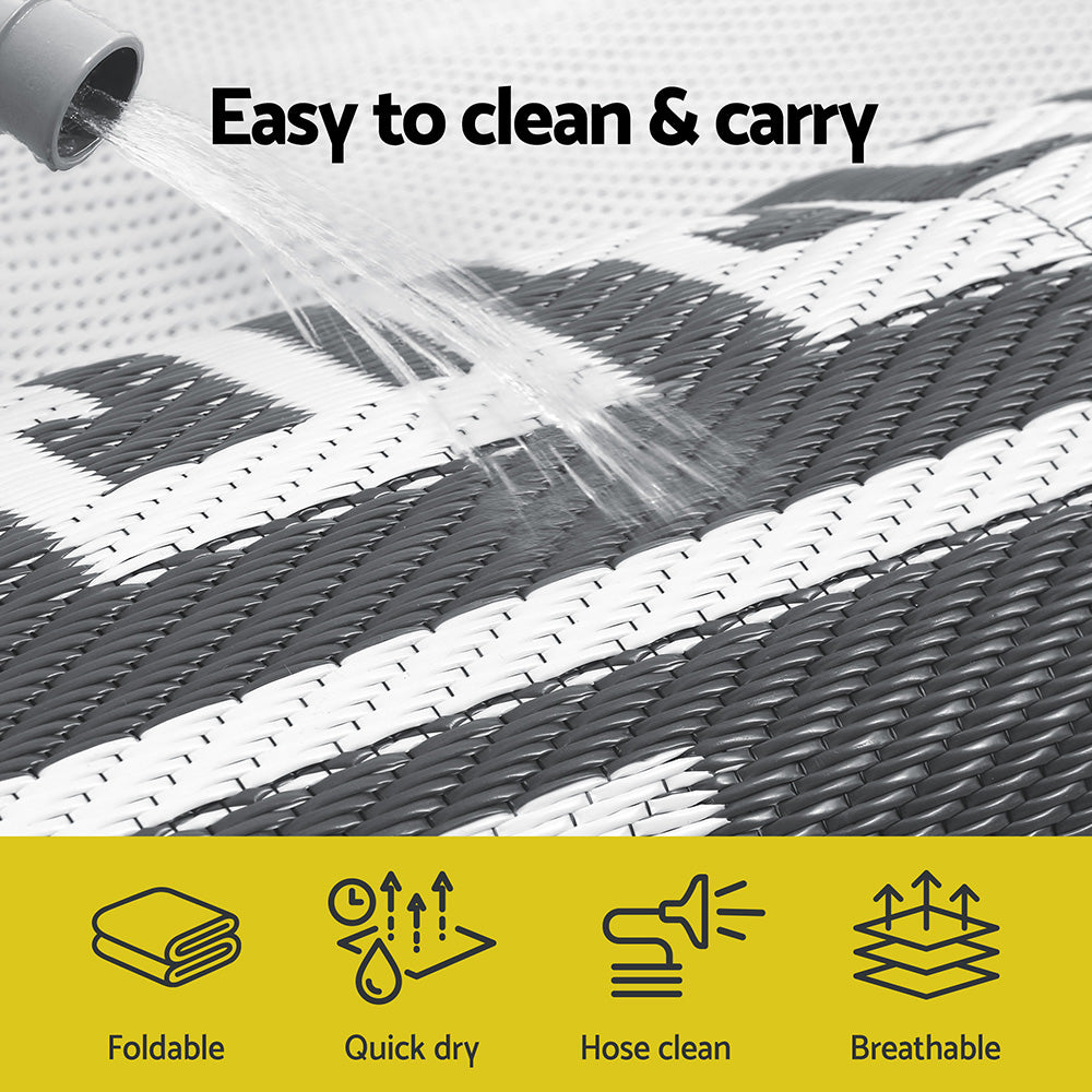 Gardeon Outdoor Rugs 152x244cm Large Carpet Reversible Area Mat PP Dual-Sided Patio Rug Greek Key 6